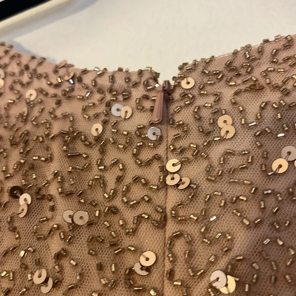 Ashley Lauren | Blush Pink fit n flare beaded & sequins Women’s size 2 sparkly - Picture 7 of 12